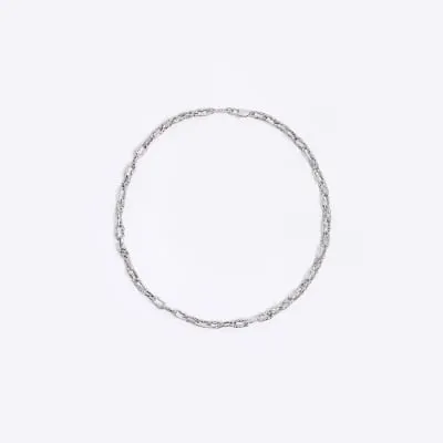 Silver colour oval chain link necklace sold by River Island