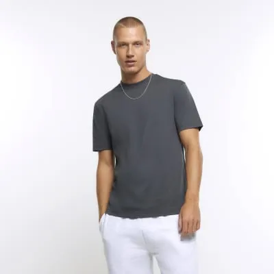 Dark grey slim fit t-shirt sold by River Island