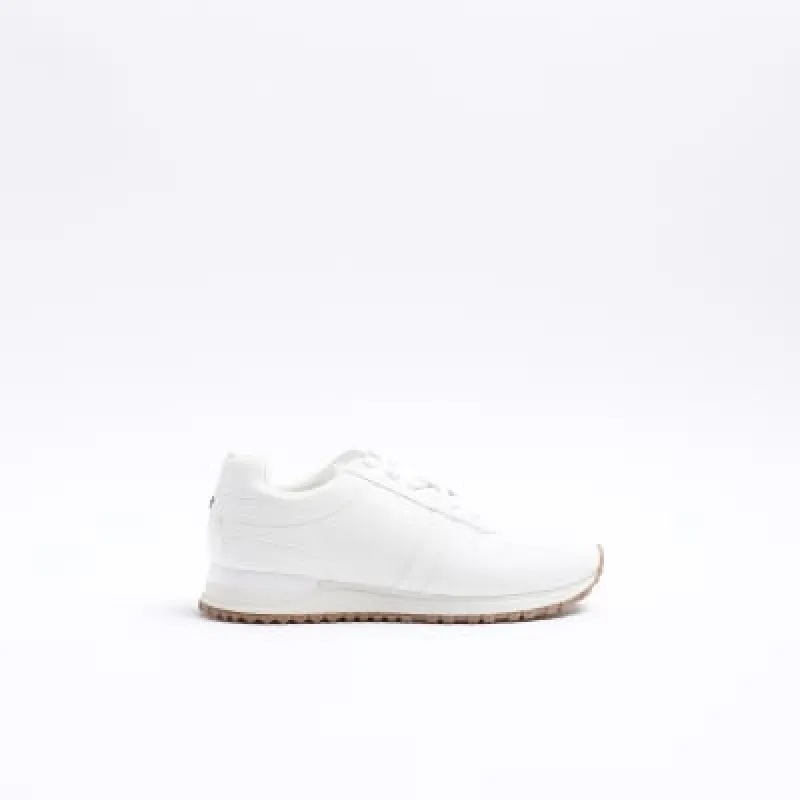 White embossed trainers sold by River Island