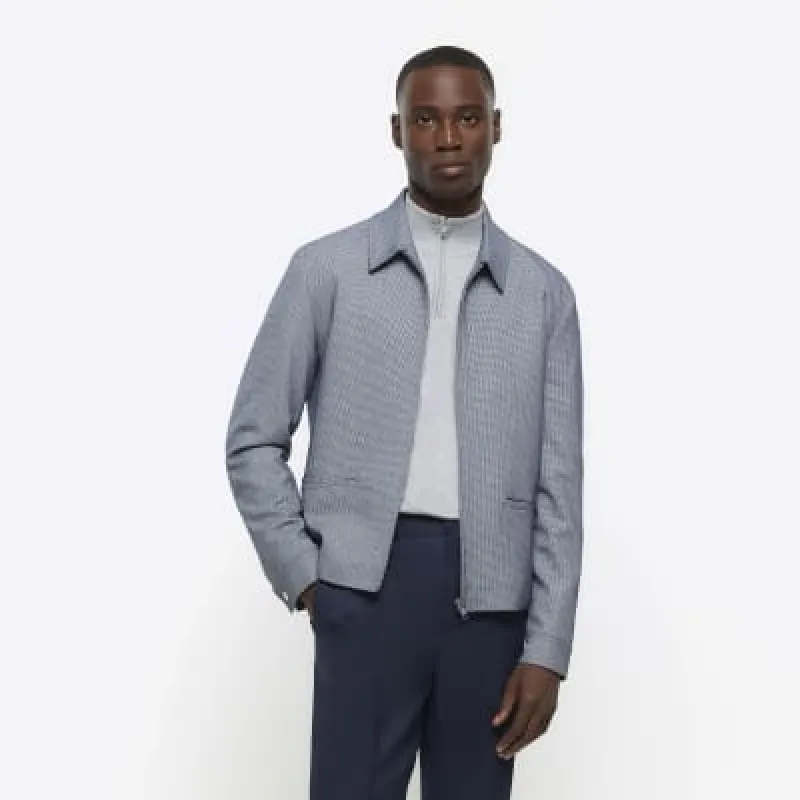 Grey regular fit zip Harrington jacket sold by River Island