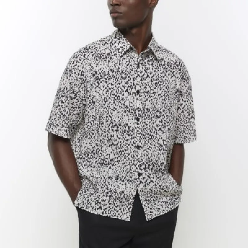 White boxy fit leopard print shirt made by River Island
