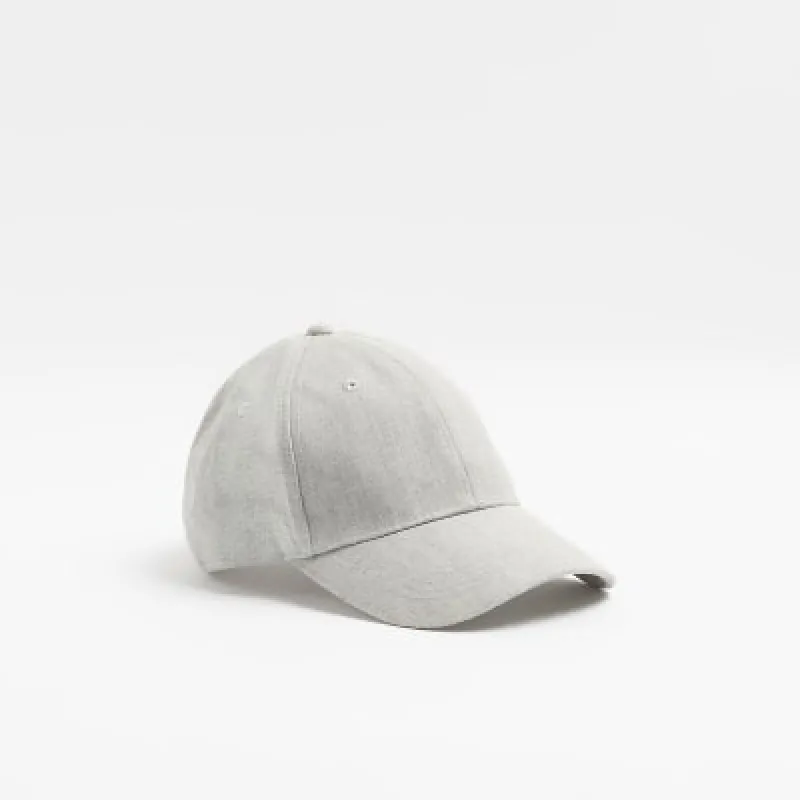 Grey linen blend cap sold by River Island
