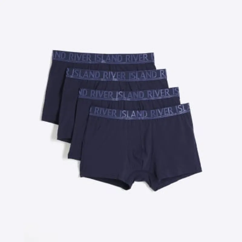 4PK Navy Double Tipped Trunks sold by River Island