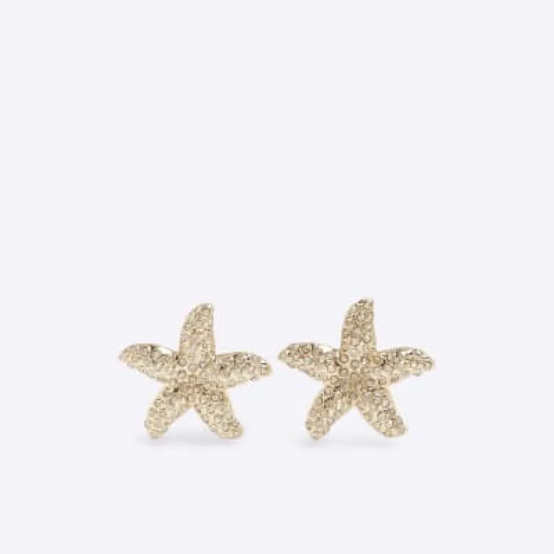 Gold Paved Starfish Stud Earrings sold by River Island