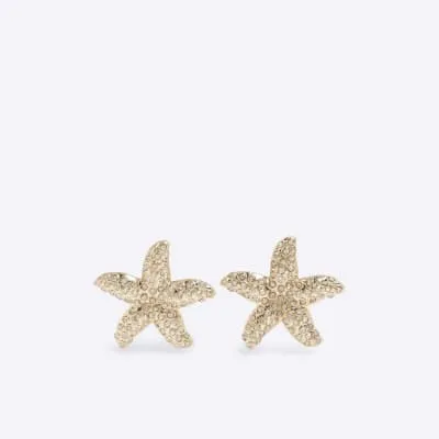 Gold Paved Starfish Stud Earrings sold by River Island