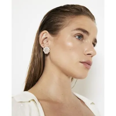 Silver Mini Shell Stud Earrings sold by River Island