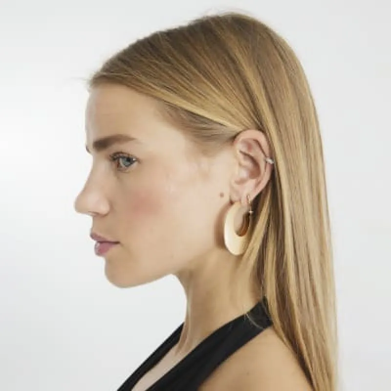 Gold Brushed Metal Thick Hoop Earrings sold by River Island