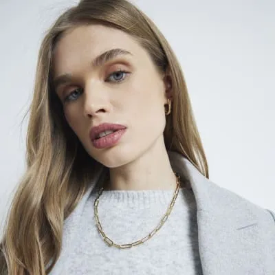 Gold Plated Chain Link Necklace sold by River Island