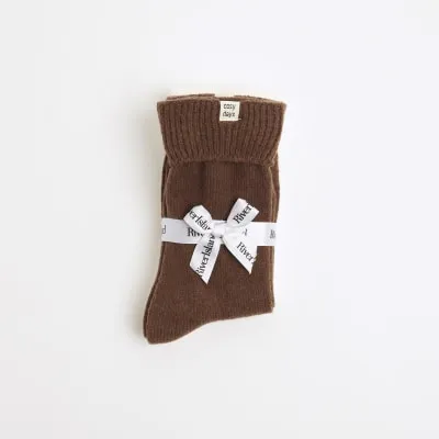 Brown & Cream Cosy Days Socks 2 Pack sold by River Island