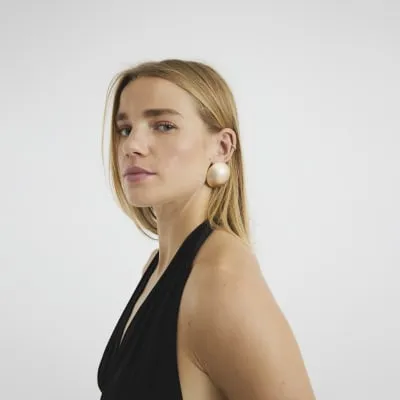 Gold Textured Ball Oversized Earrings sold by River Island