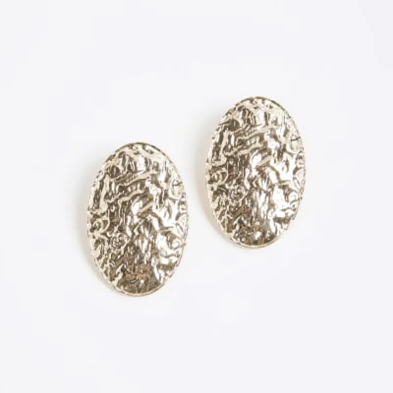 Gold Oval Stud Earrings sold by River Island