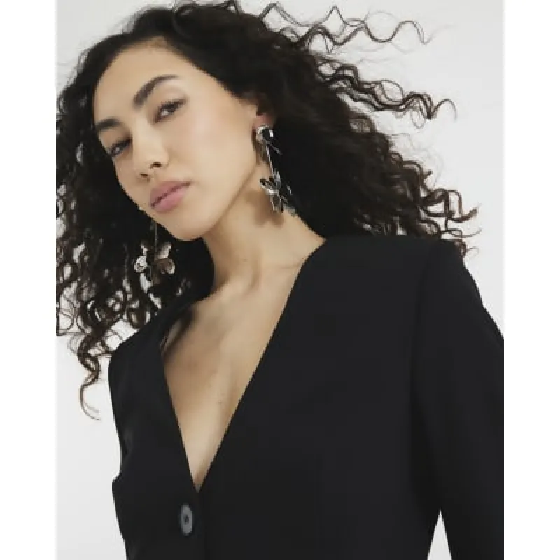 Silver Double Flower Drop Earrings sold by River Island