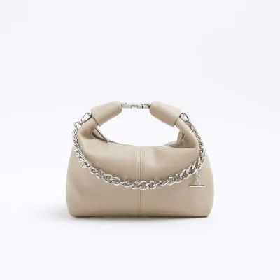 Beige Buckle Handle Chain Clutch Bag sold by River Island