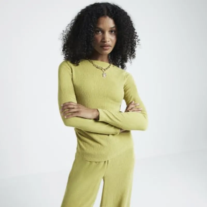 Green textured ruched top sold by River Island