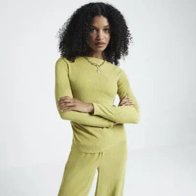 Green textured ruched top sold by River Island