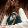 Green Buckle Handle Chain Clutch Bag sold by River Island