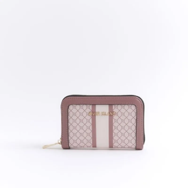 Pink monogram stripe purse sold by River Island