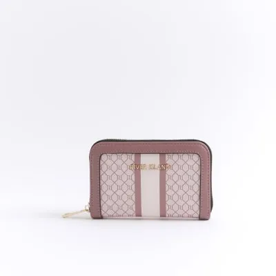 Pink monogram stripe purse sold by River Island