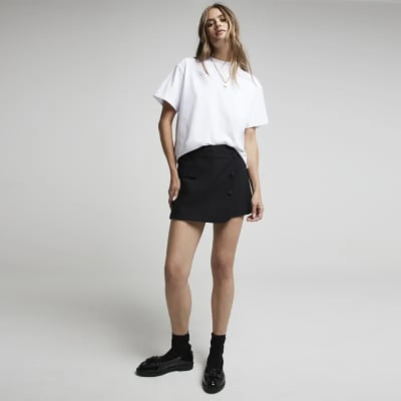 Black wide fit tassel patent loafers sold by River Island