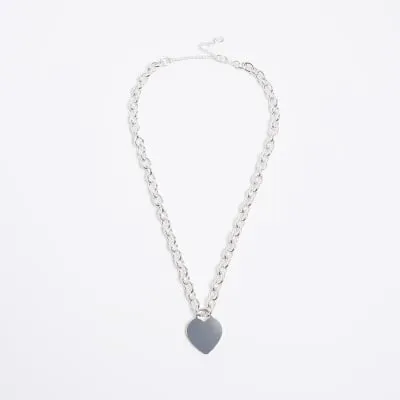 Silver heart pendant chain necklace sold by River Island