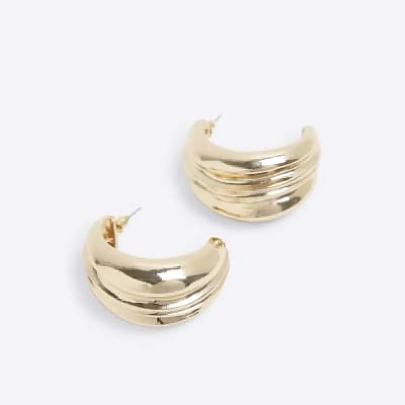 Gold Molten Hoop Earrings sold by River Island