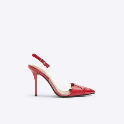 Red Perspex Sling Back Heeled Court Shoes sold by River Island