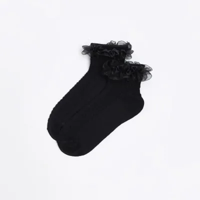Black frill ankle socks sold by River Island