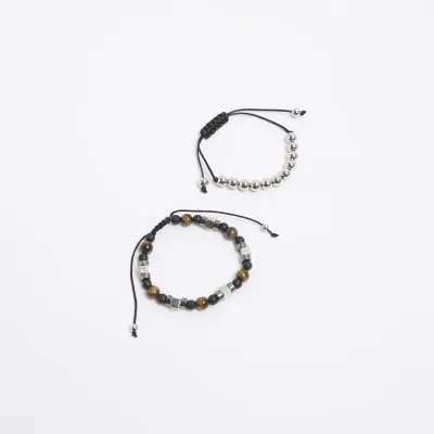 2PK brown beaded bracelets sold by River Island