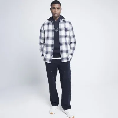 White regular fit Japanese check shirt sold by River Island