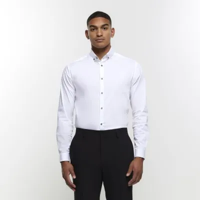 White Muscle fit stretch long sleeve Shirt sold by River Island