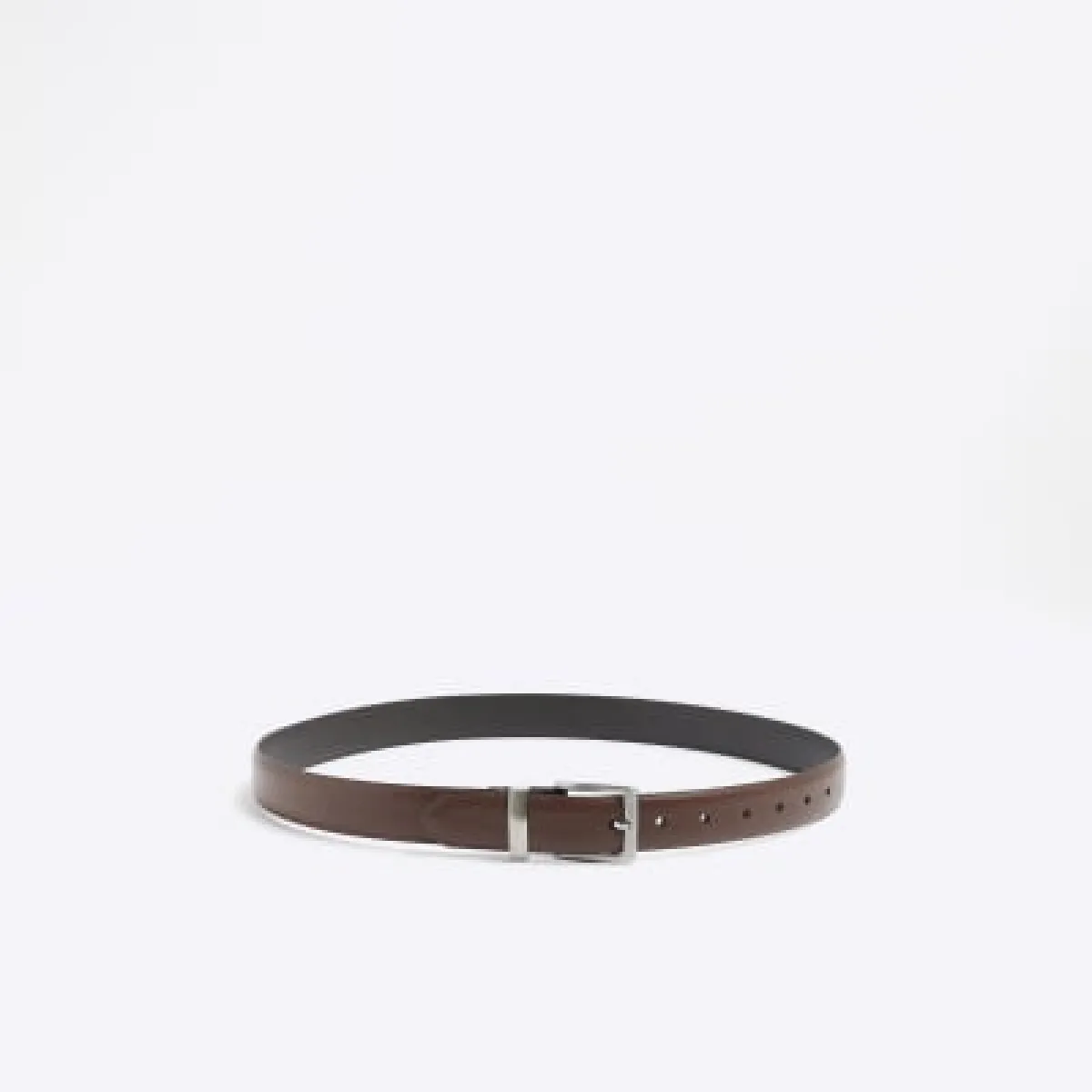 Brown leather metal kepper belt sold by River Island