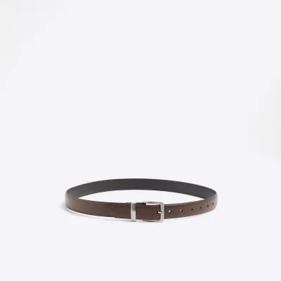 Brown leather metal kepper belt sold by River Island