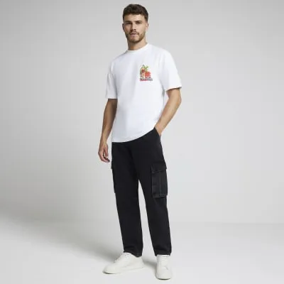 White regular fit graphic print t-shirt sold by River Island