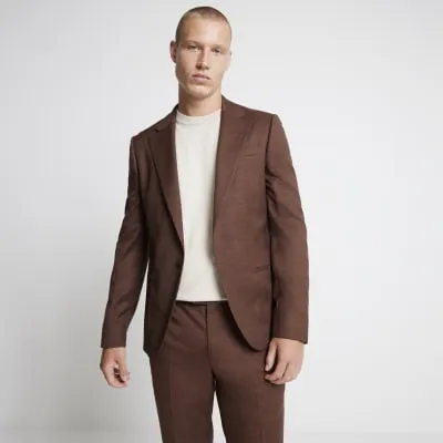 Rust Skinny Fit Single Breasted Suit Jacket sold by River Island