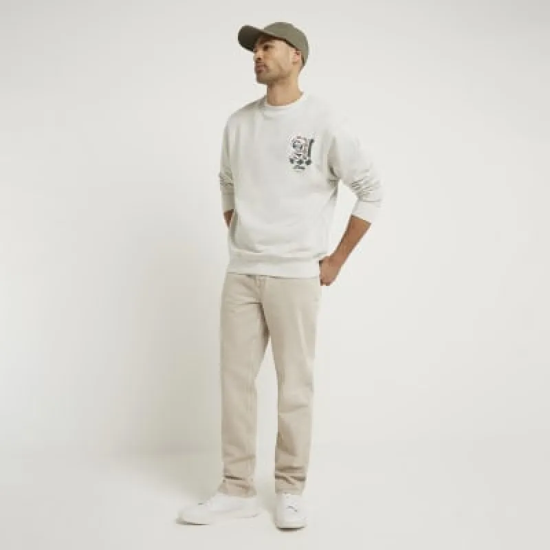 Grey regular fit embroidered sweatshirt sold by River Island