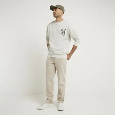 Grey regular fit embroidered sweatshirt sold by River Island