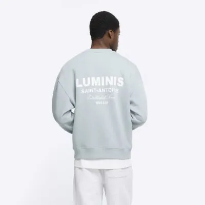 Blue regular fit graphic sweatshirt sold by River Island