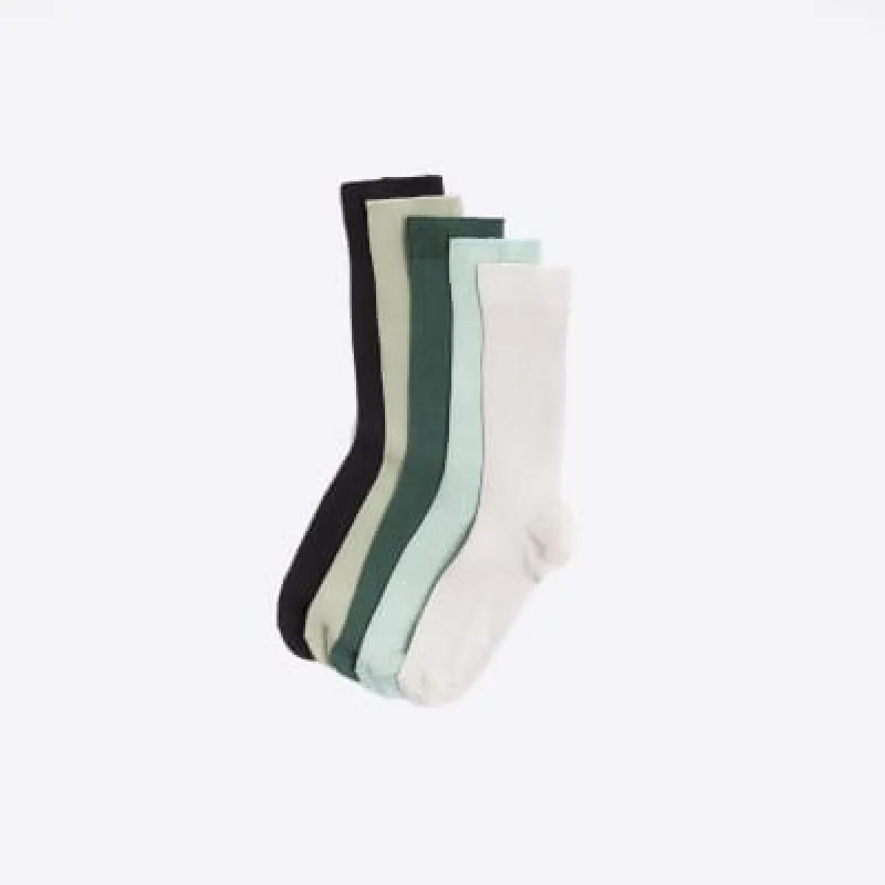 5PK green ribbed ankle socks sold by River Island