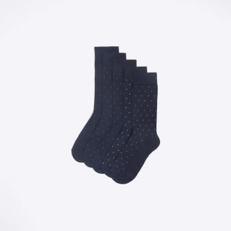 5PK Navy spot ankle socks sold by River Island