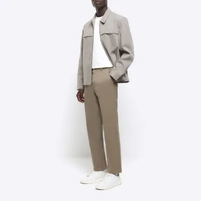 Beige slim straight fit smart trousers sold by River Island