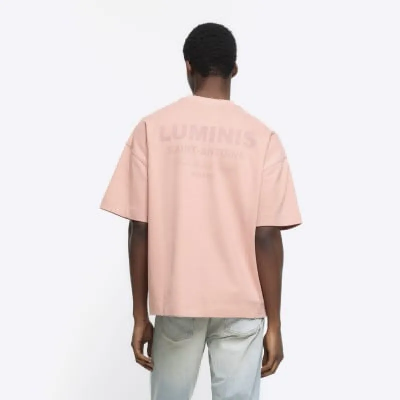 Coral regular fit luminis heavy t-shirt sold by River Island