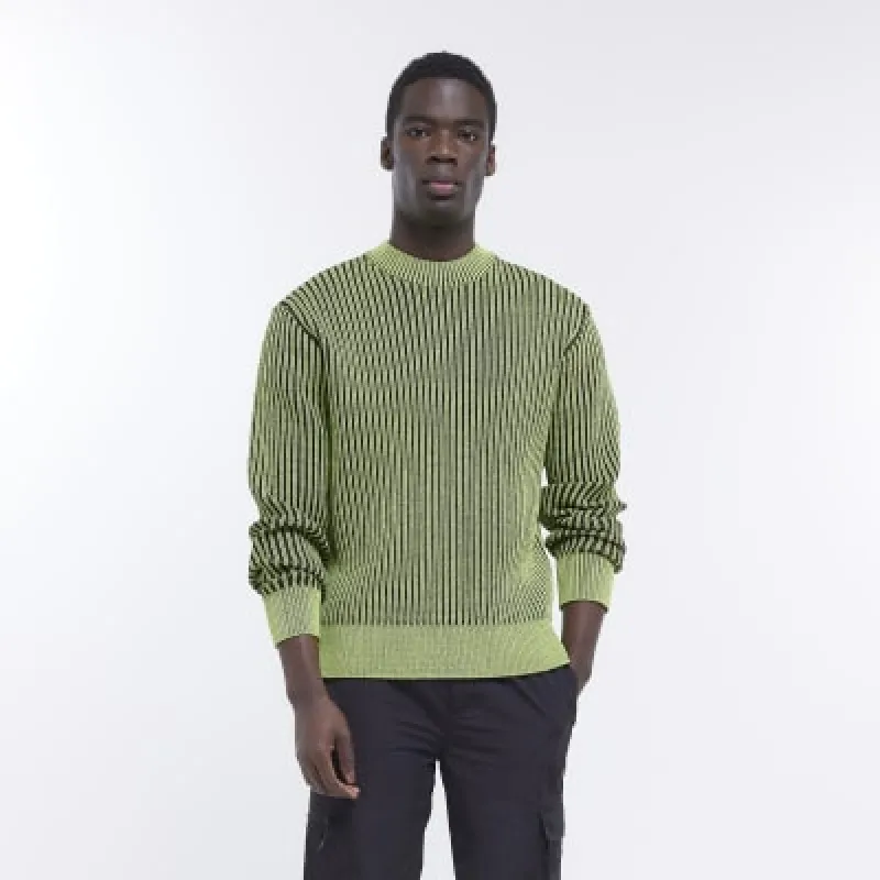 Green regular fit plaited rib jumper sold by River Island