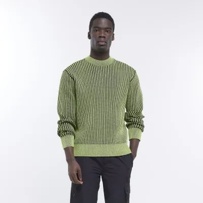 Green regular fit plaited rib jumper sold by River Island