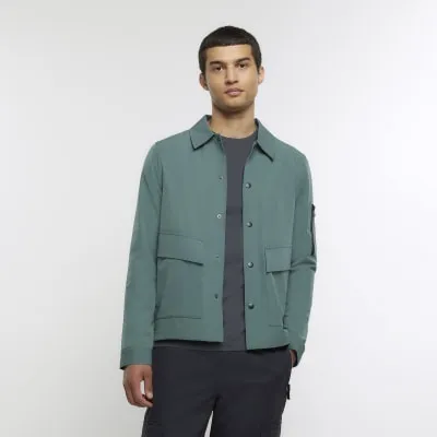 Green regular fit tech overshirt sold by River Island