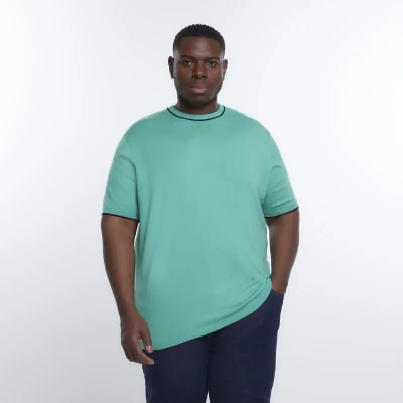 Big & Tall green slim fit knitted t-shirt sold by River Island