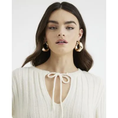 Gold Organic Hoop Earrings sold by River Island