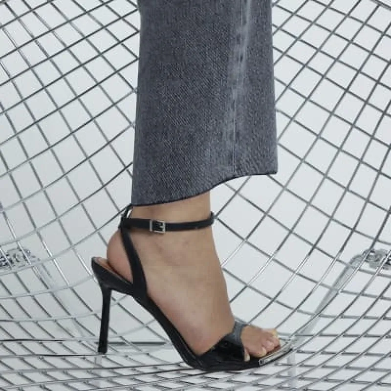 Black Heeled Patent Sandals sold by River Island