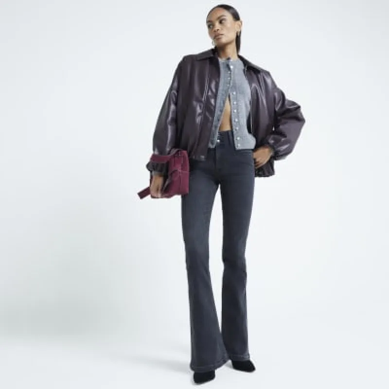 Black Double Waistband Bootcut Jeans sold by River Island