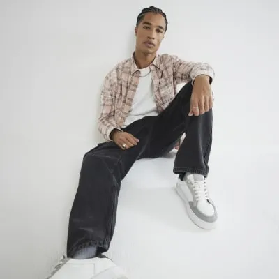 Pink Flannel Washed Check Shirt sold by River Island