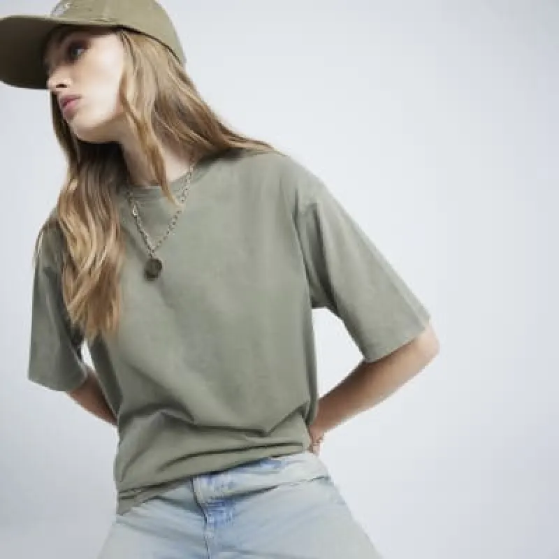 Khaki washed oversized t-shirt sold by River Island